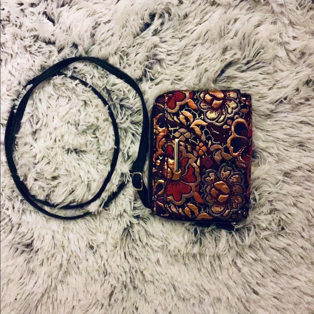 vintage floral style crossbody coin purse